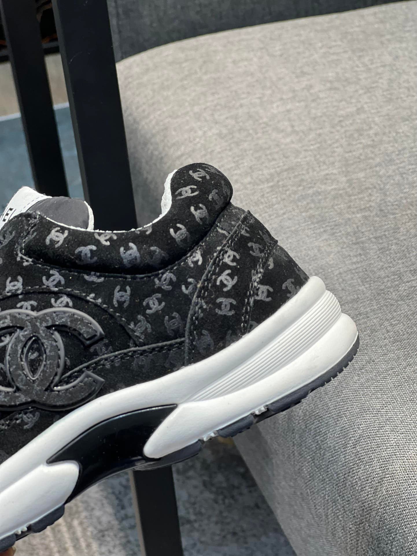 Ch**el Cc Embossed Logo Suede Black