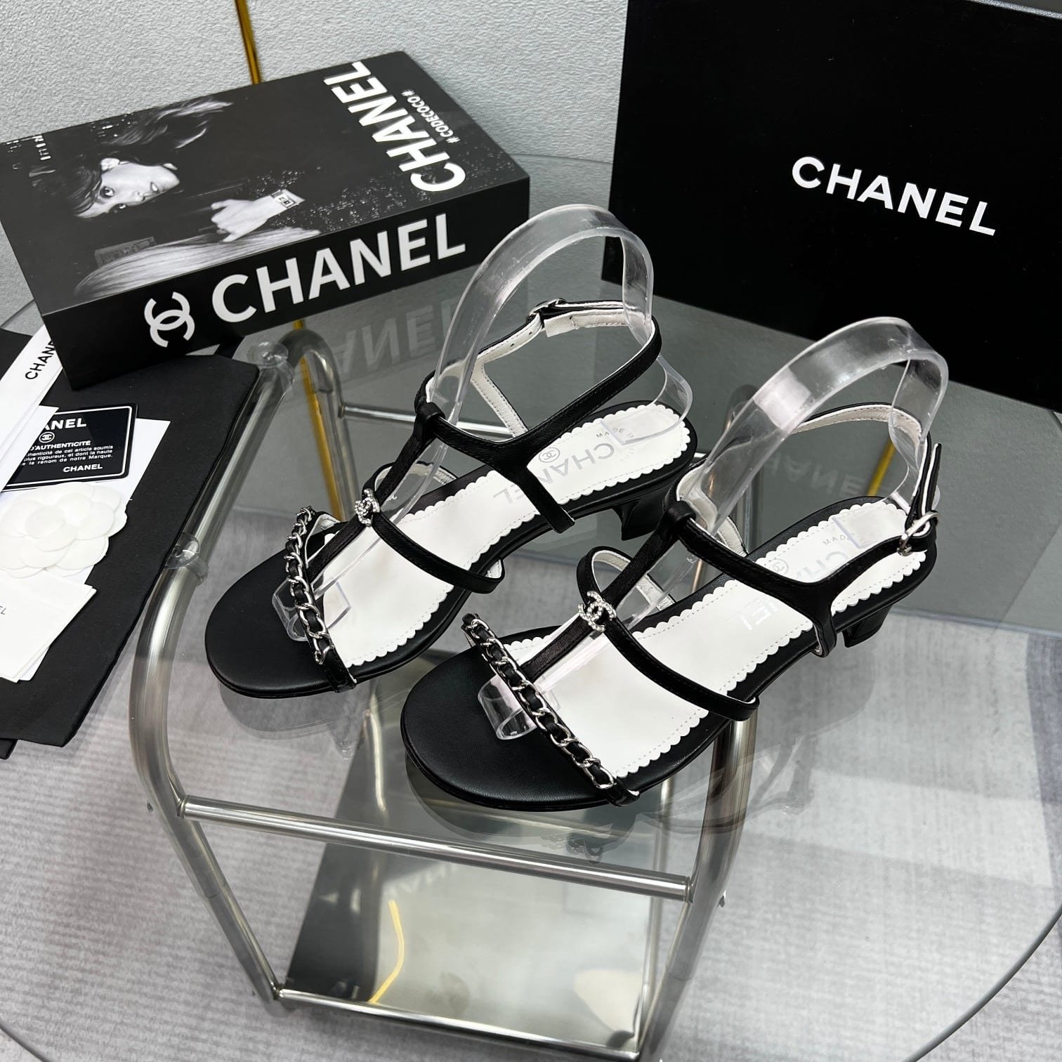 Ch**el Sandals Metal Black G39645 X01000 94305