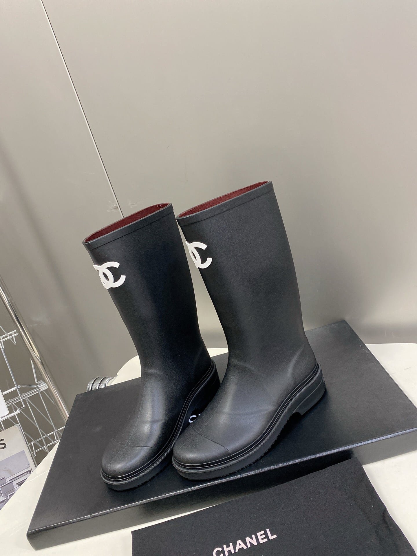 Ch**el Rubber Rain Boots Black G39620 X56326 94305