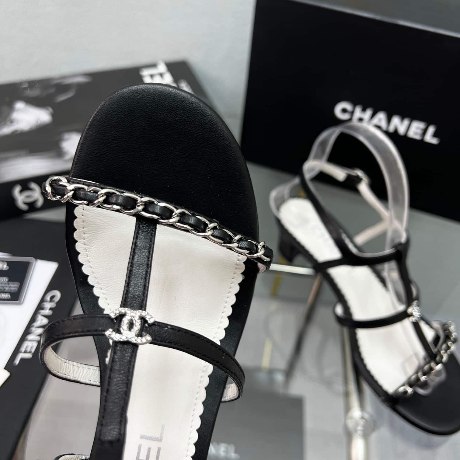 Ch**el Sandals Metal Black G39645 X01000 94305