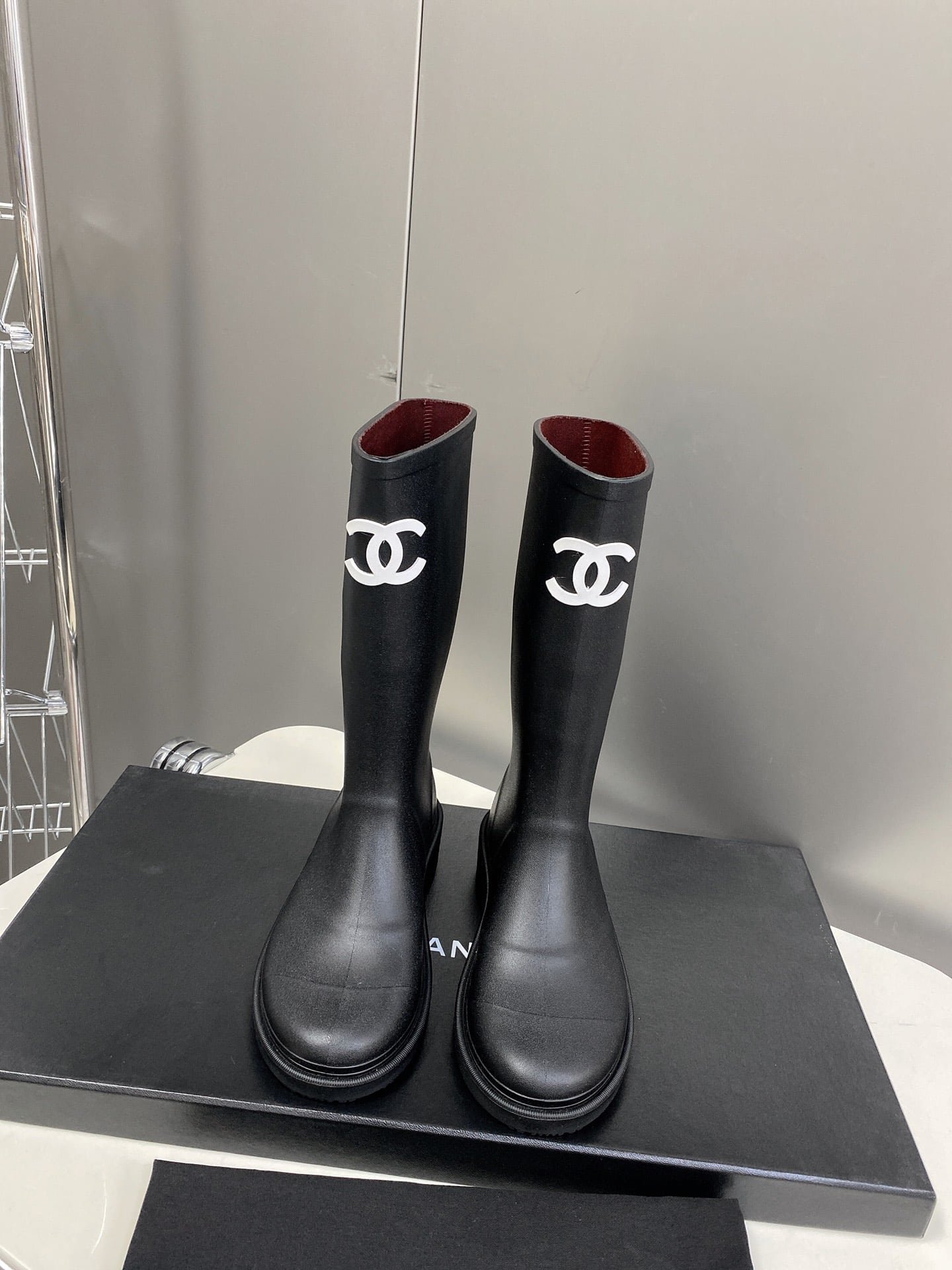 Ch**el Rubber Rain Boots Black G39620 X56326 94305