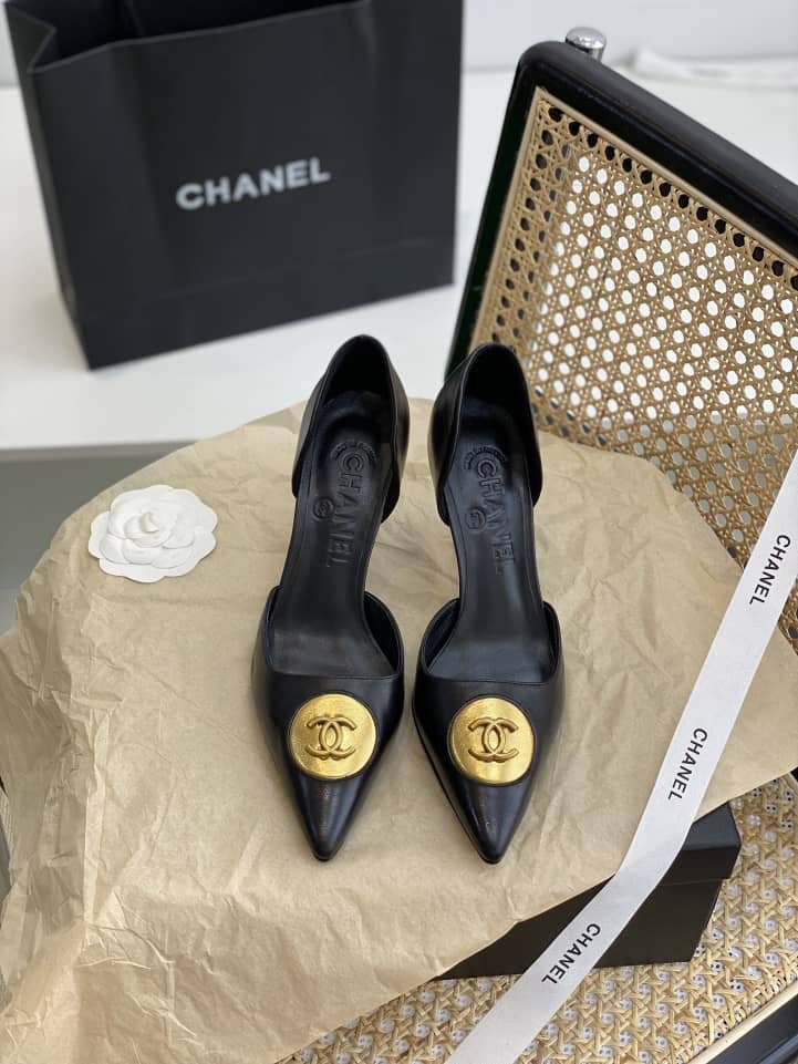 Ch**el Cc Logo Heels In Black