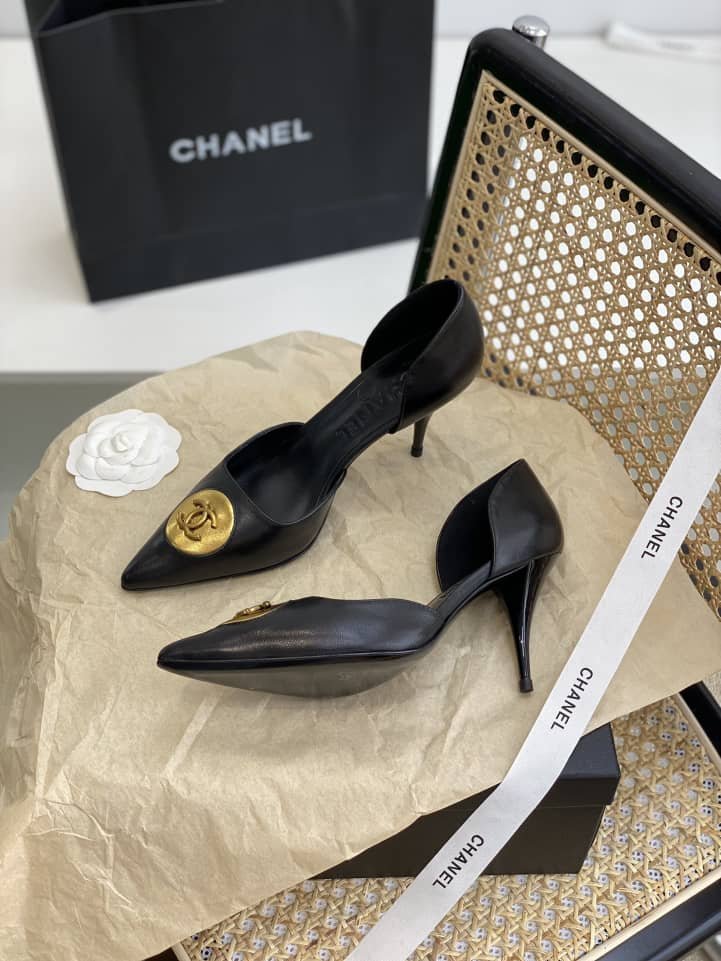 Ch**el Cc Logo Heels In Black
