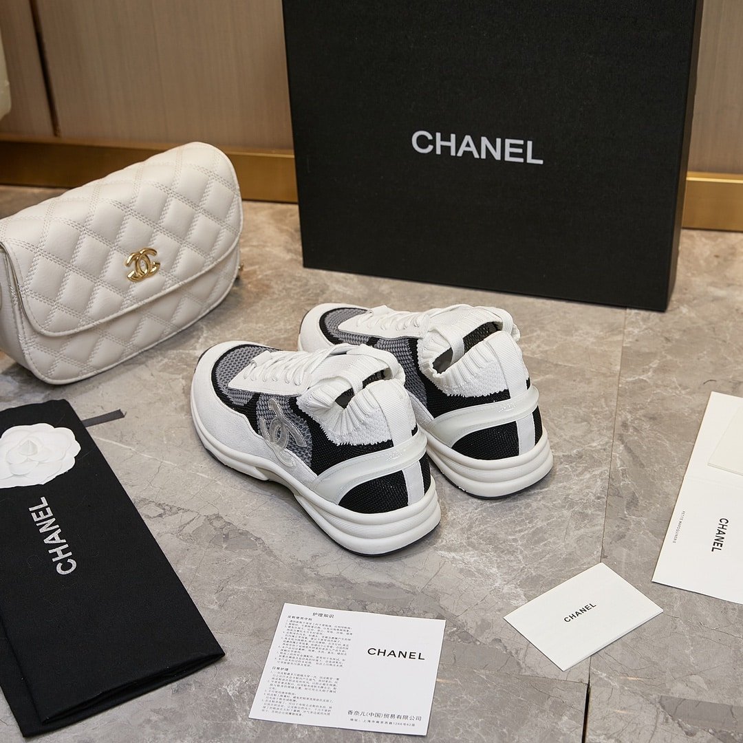 Ch**el Cruise Sock Sneaker White Black