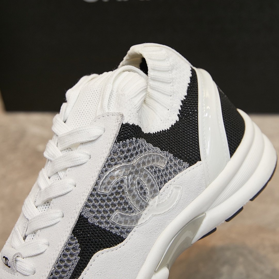 Ch**el Cruise Sock Sneaker White Black