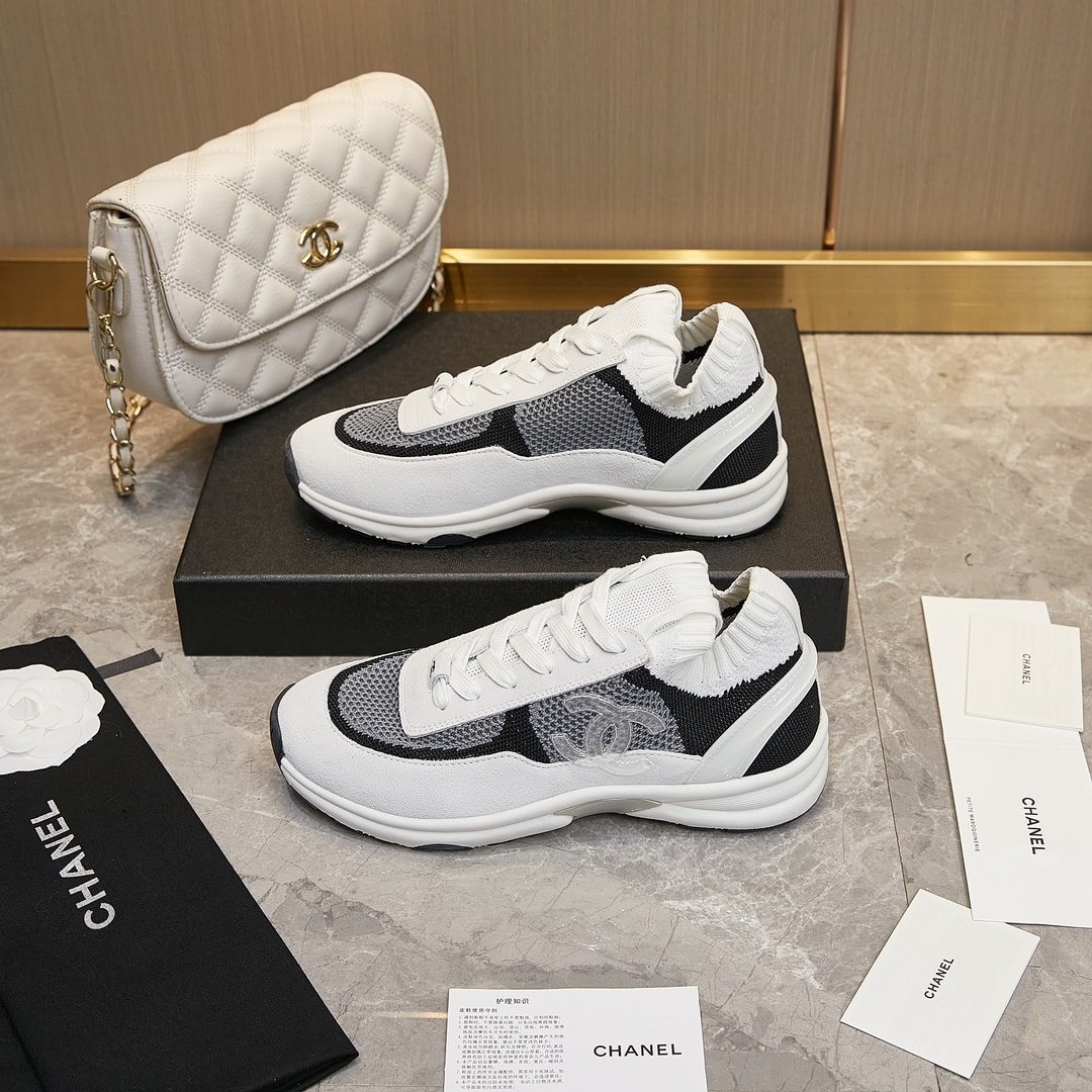 Ch**el Cruise Sock Sneaker White Black
