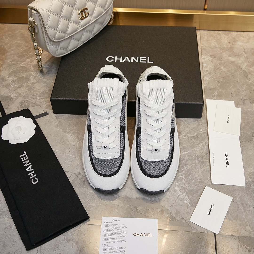 Ch**el Cruise Sock Sneaker White Black