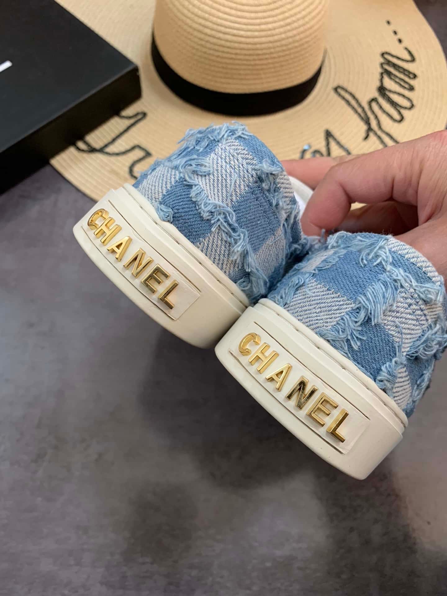 Ch**el Cc Sneaker Mix Denim Blue