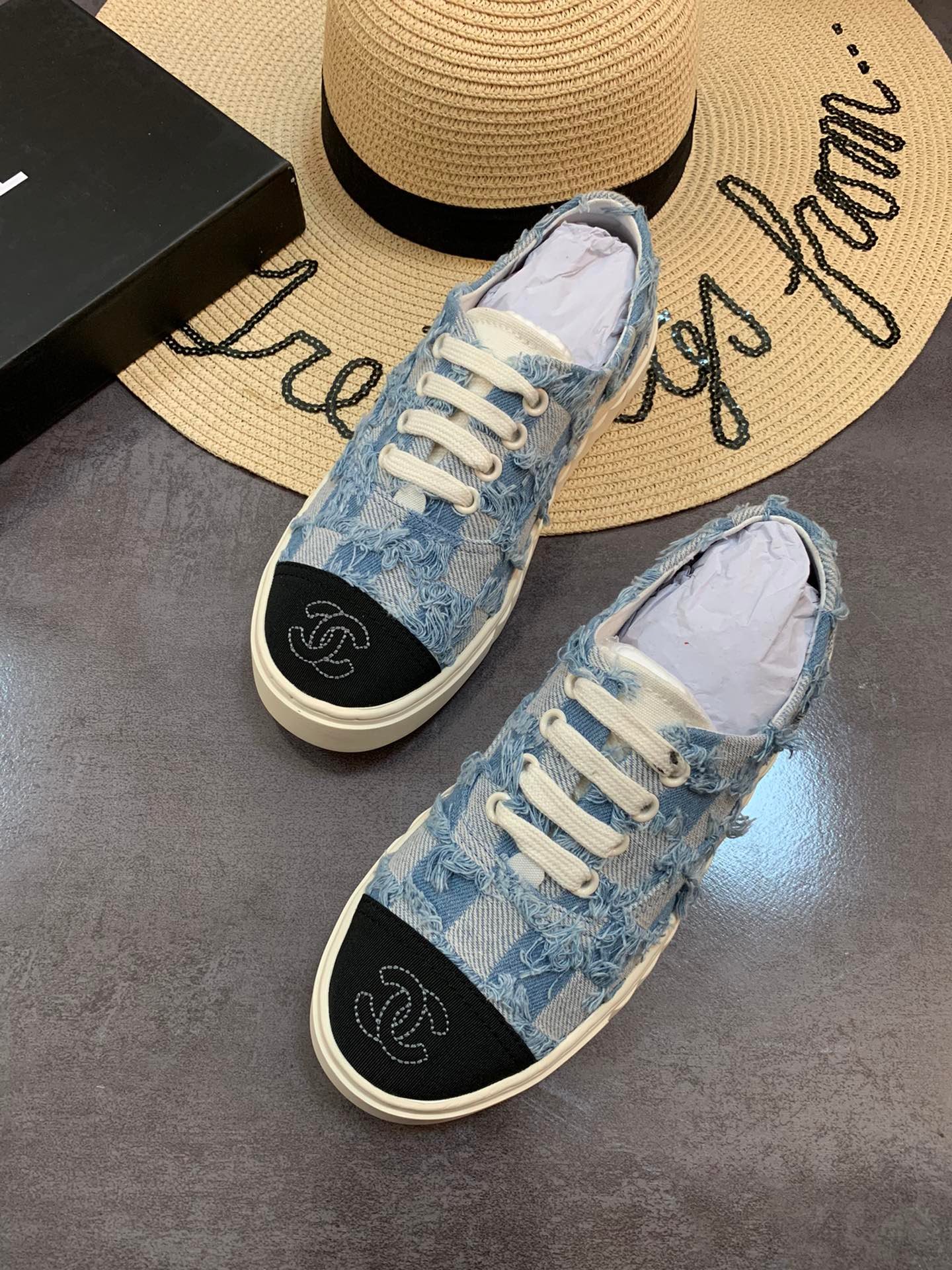 Ch**el Cc Sneaker Mix Denim Blue