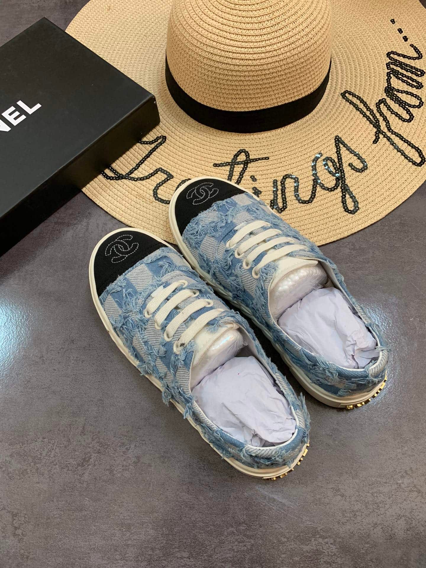 Ch**el Cc Sneaker Mix Denim Blue