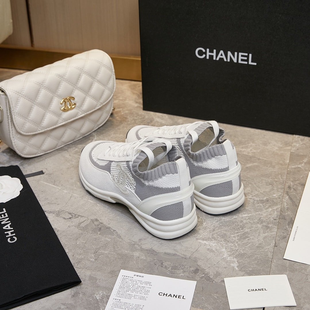 Ch**el Cruise Sock Sneaker White Gray