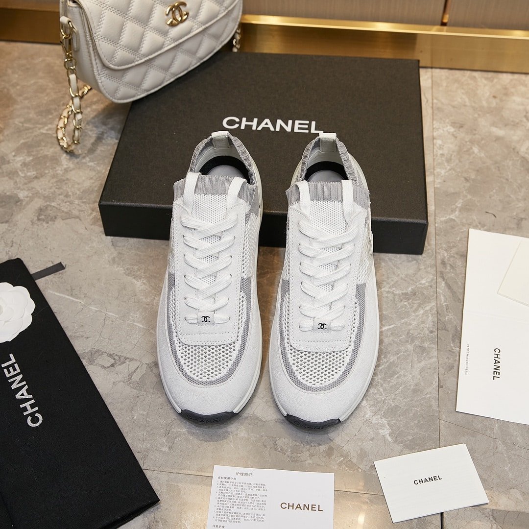 Ch**el Cruise Sock Sneaker White Gray