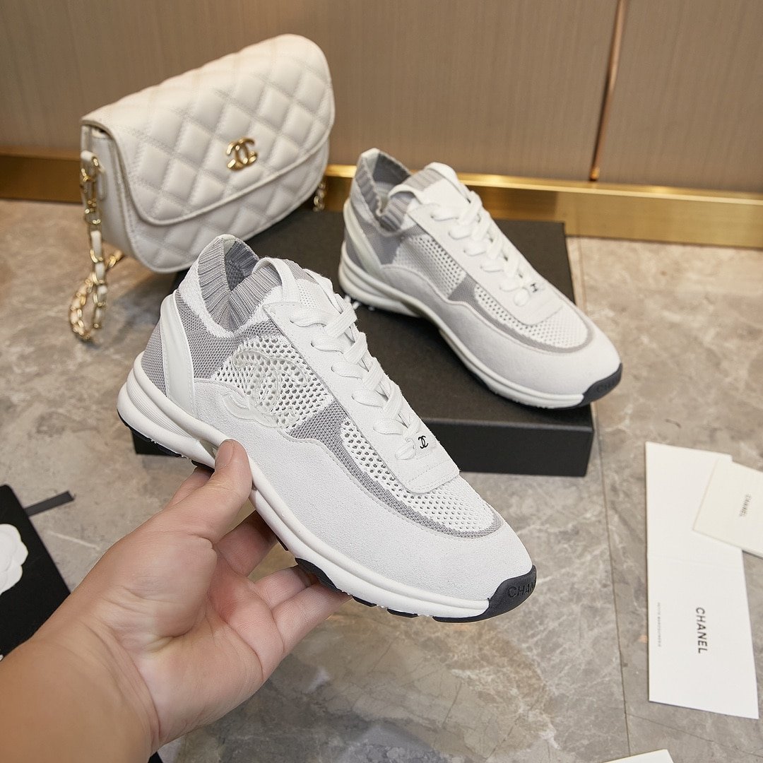 Ch**el Cruise Sock Sneaker White Gray