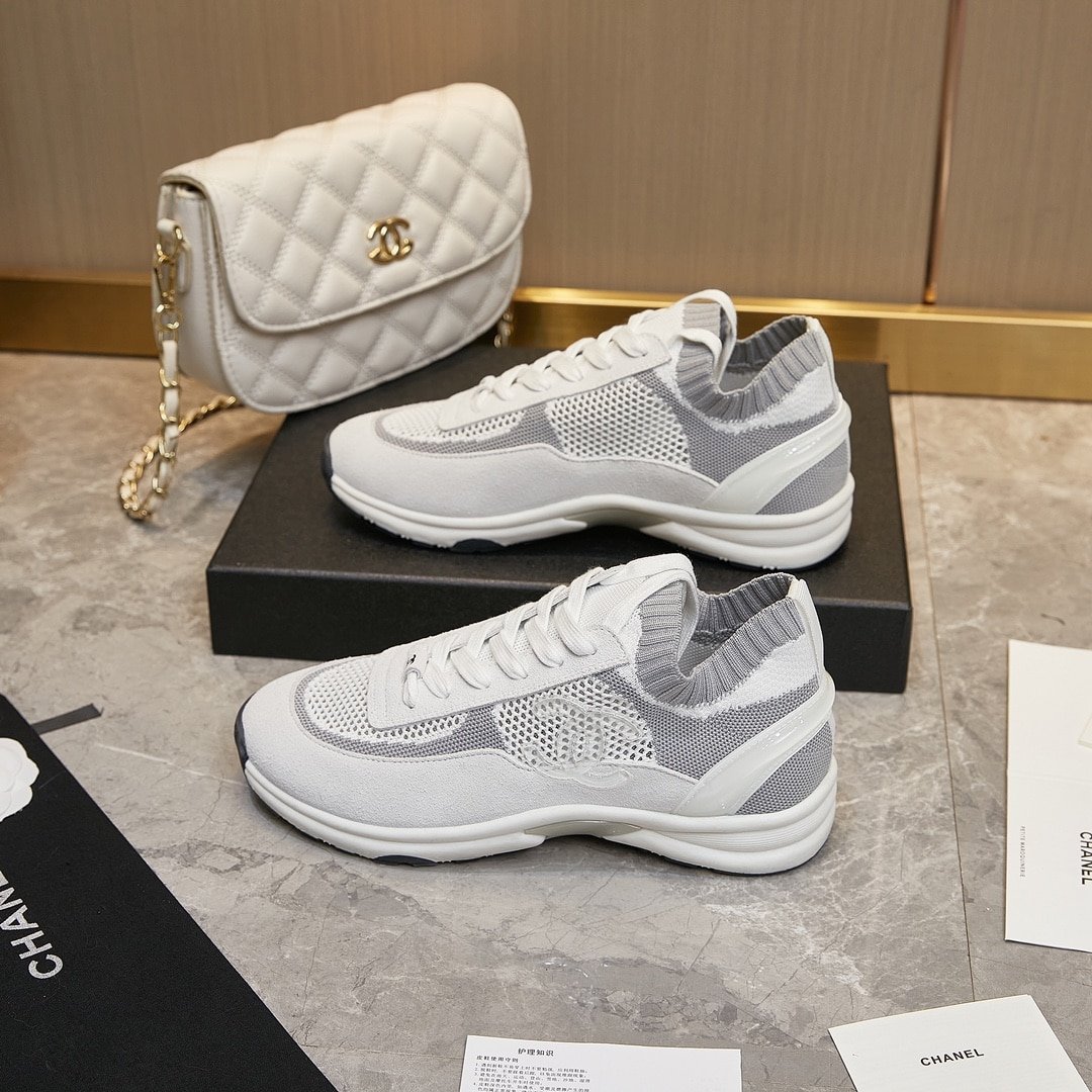 Ch**el Cruise Sock Sneaker White Gray