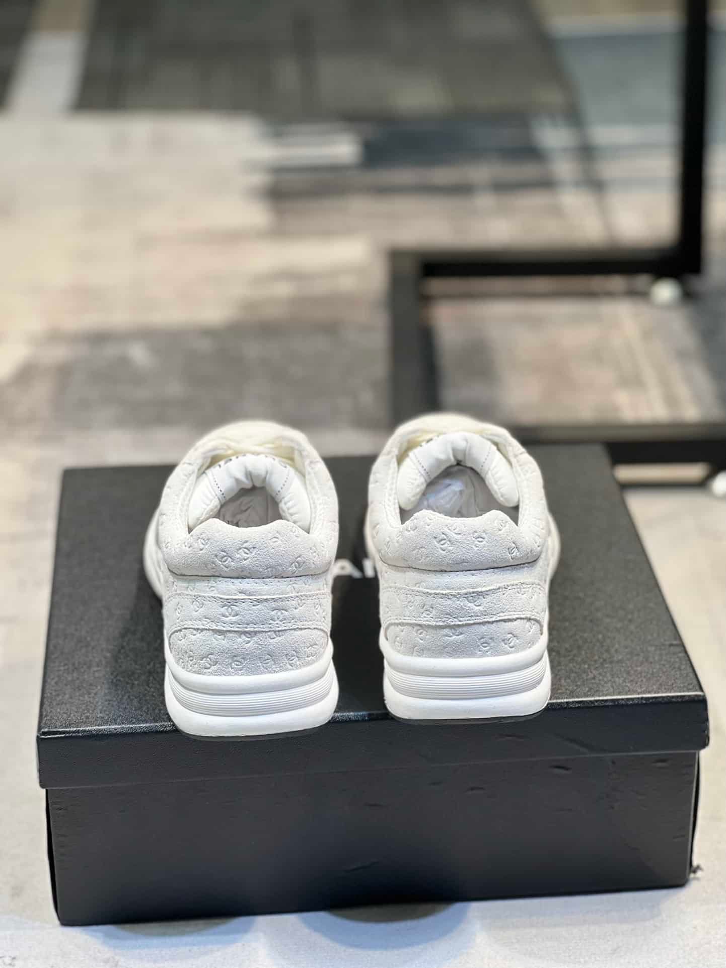 Ch**el Cc Embossed Logo Suede White