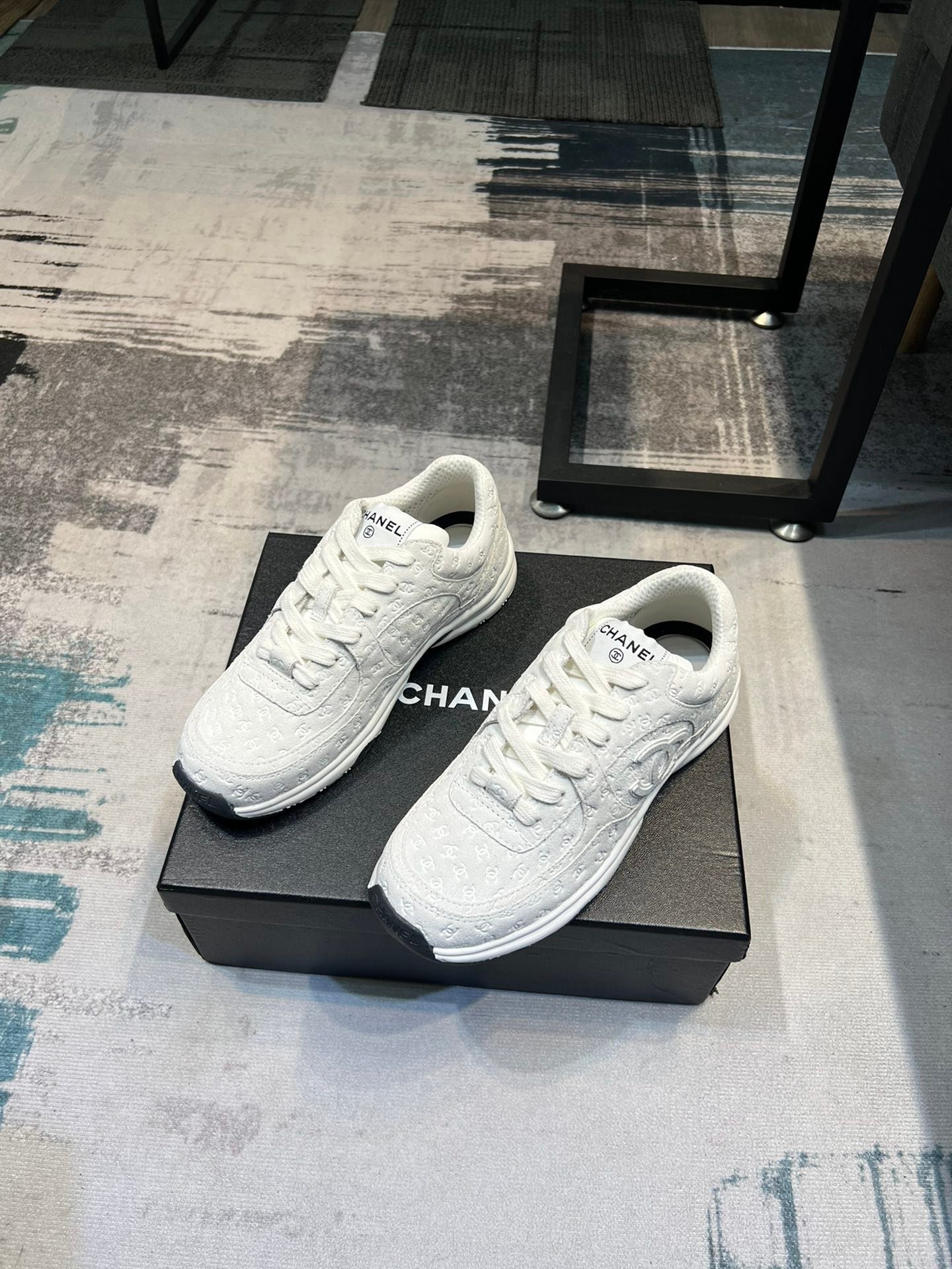 Ch**el Cc Embossed Logo Suede White