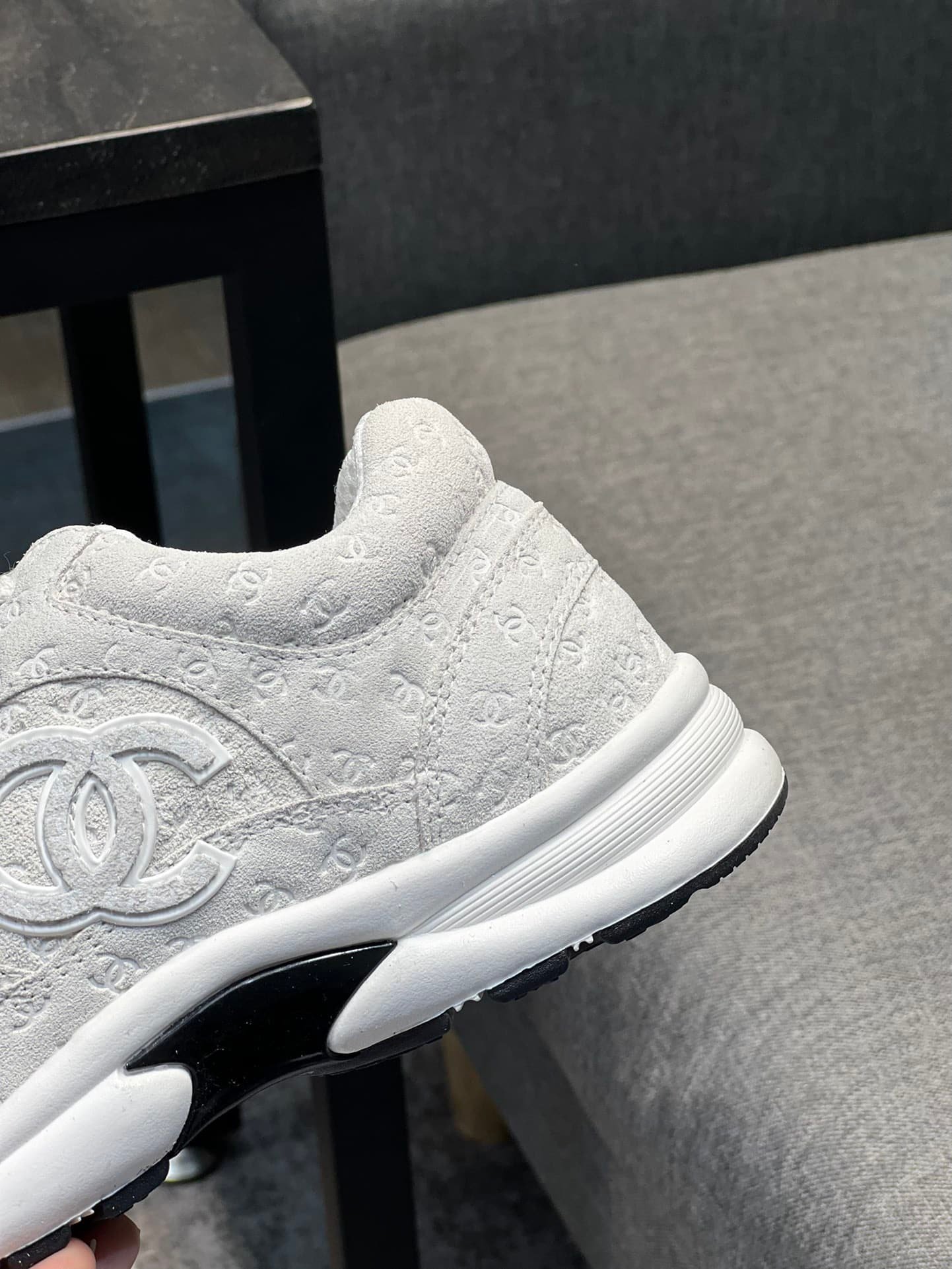Ch**el Cc Embossed Logo Suede White