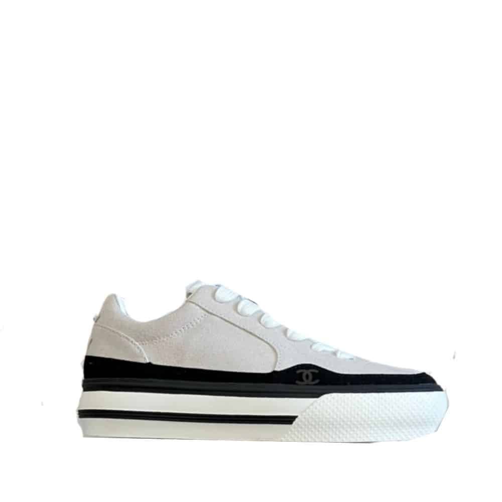 Ch**el Suede Leather Runners White