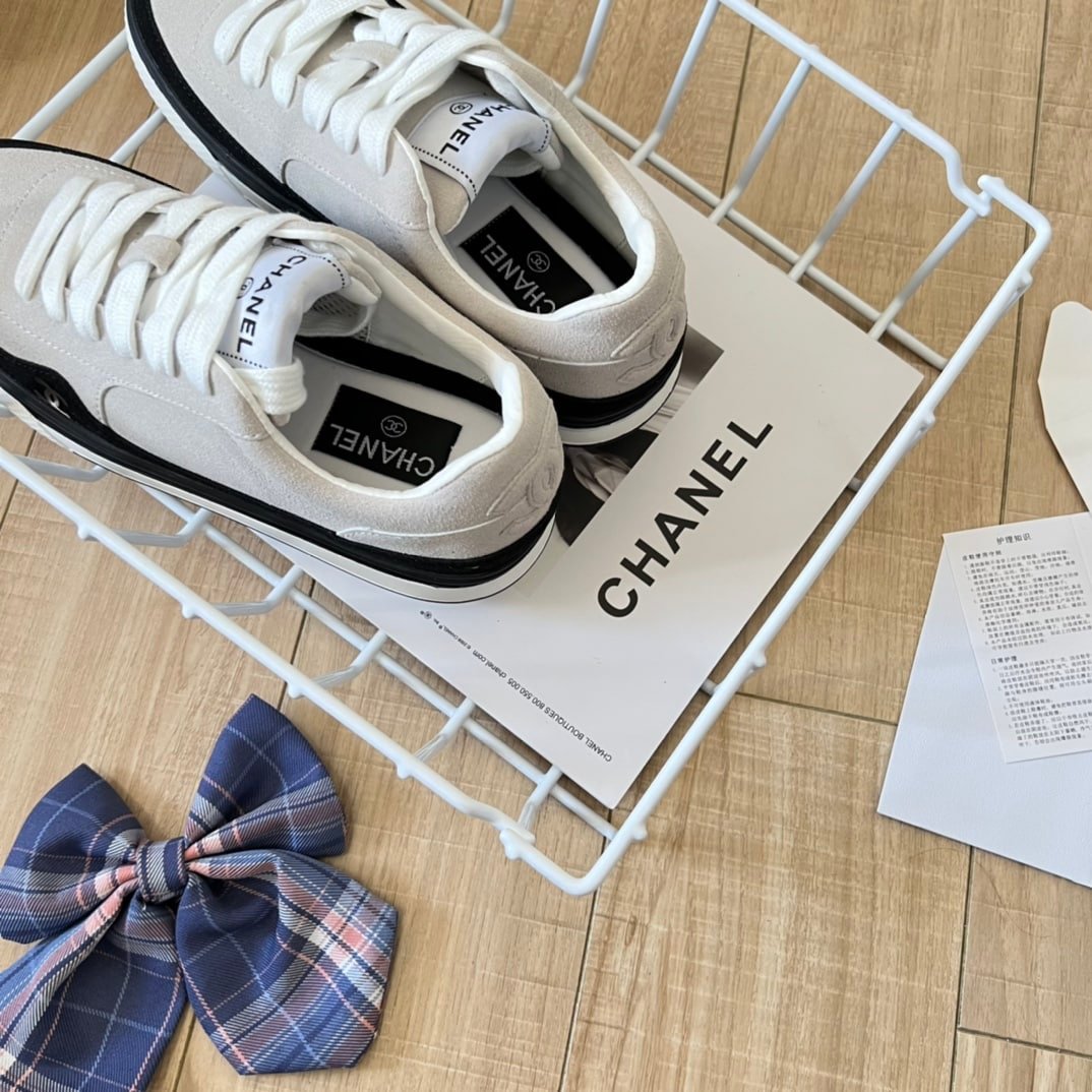 Ch**el Suede Leather Runners White