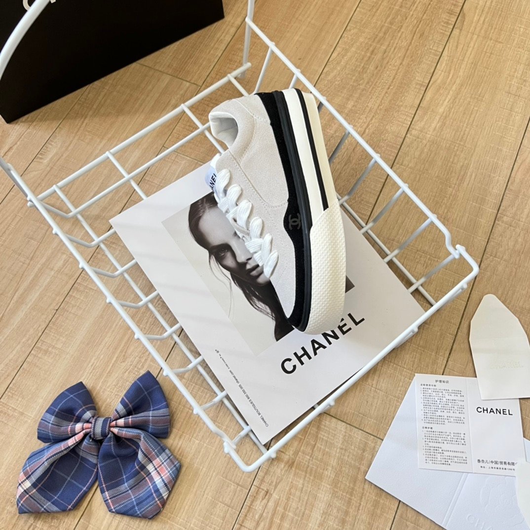 Ch**el Suede Leather Runners White