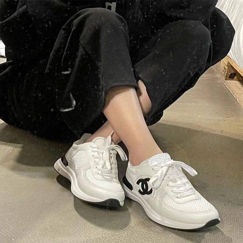 Ch**el Mesh Suede Sneaker White Black G37492 Y55236 10601