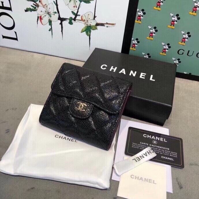 Ch**el Classic Small Flap Wallet Black 12Cm Ap0231 Y01295 C3906