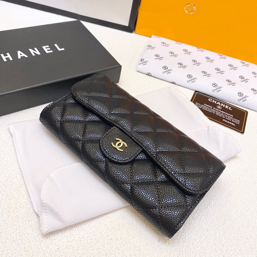 Ch**el Classic Long Flap Wallet 19Cm