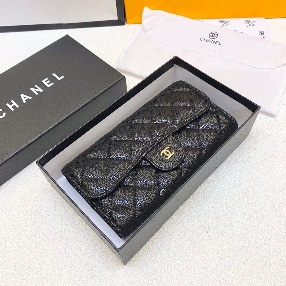 Ch**el Classic Long Flap Wallet 19Cm