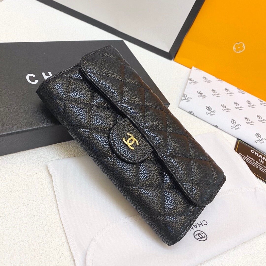 Ch**el Classic Long Flap Wallet 19Cm