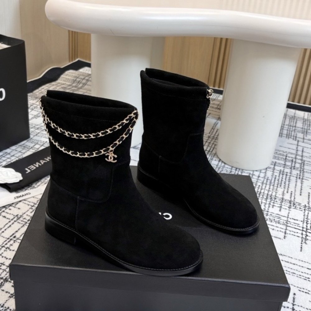 Ch**el Suede Ankle Boots Black