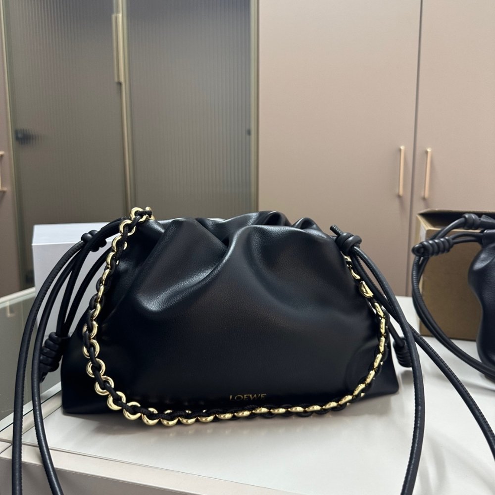 L0ew* Medium Flamenco Purse In Mellow Nappa Black 30Cm A411Fcrx02 1100