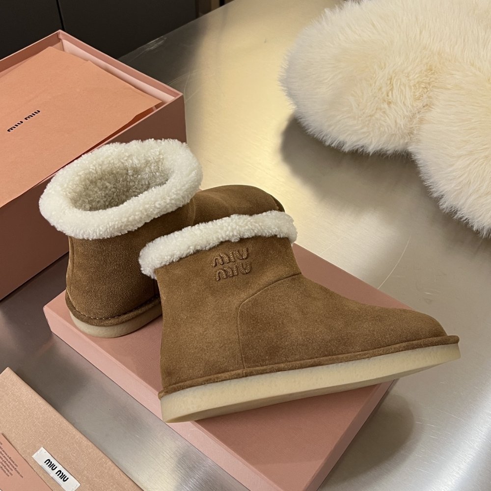 M1um1u Suede And Shearling Booties Dark Brown 5T515E Z0G F0324 F Zf15