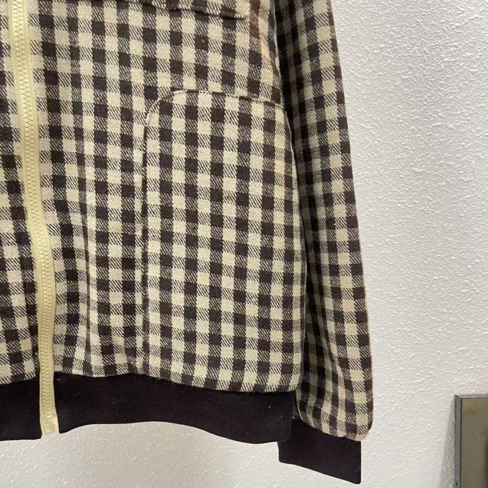 M1um1u Fleece Lined Checked Blouson Jacket Dark Brown Ml1358 18Aa F049P S Ooo