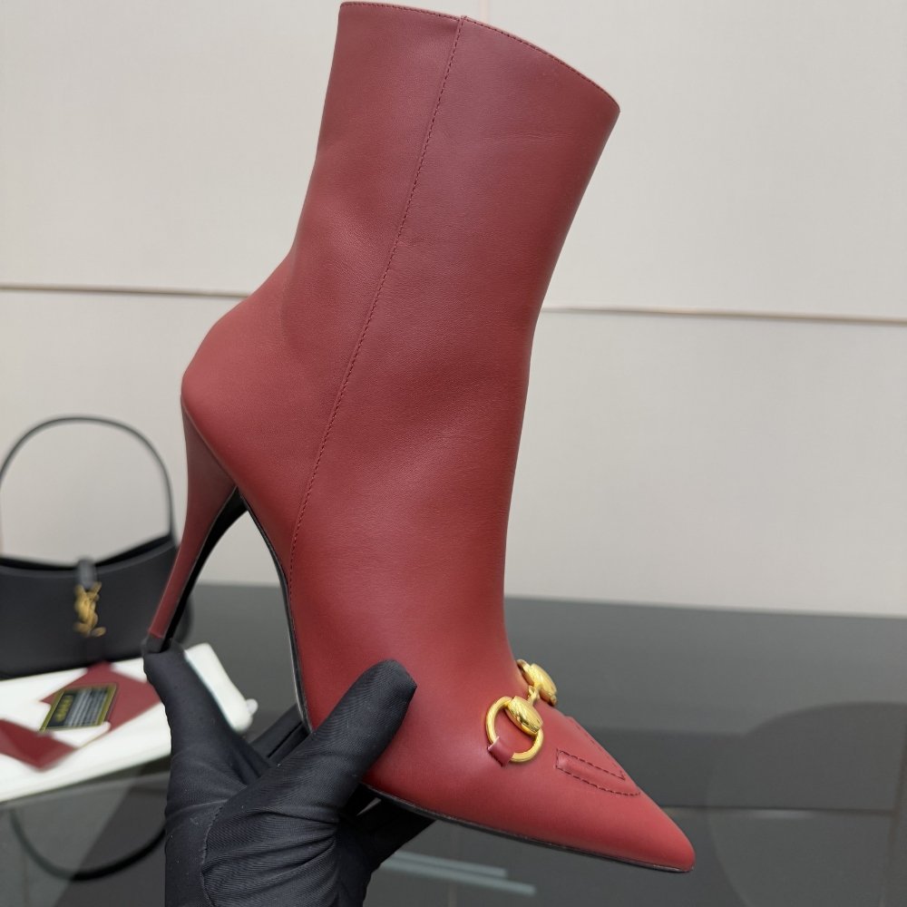 Gvc*1 Women Ankle Boot With Horsebit Rosso Ancora Red 835741 Bko00 6207