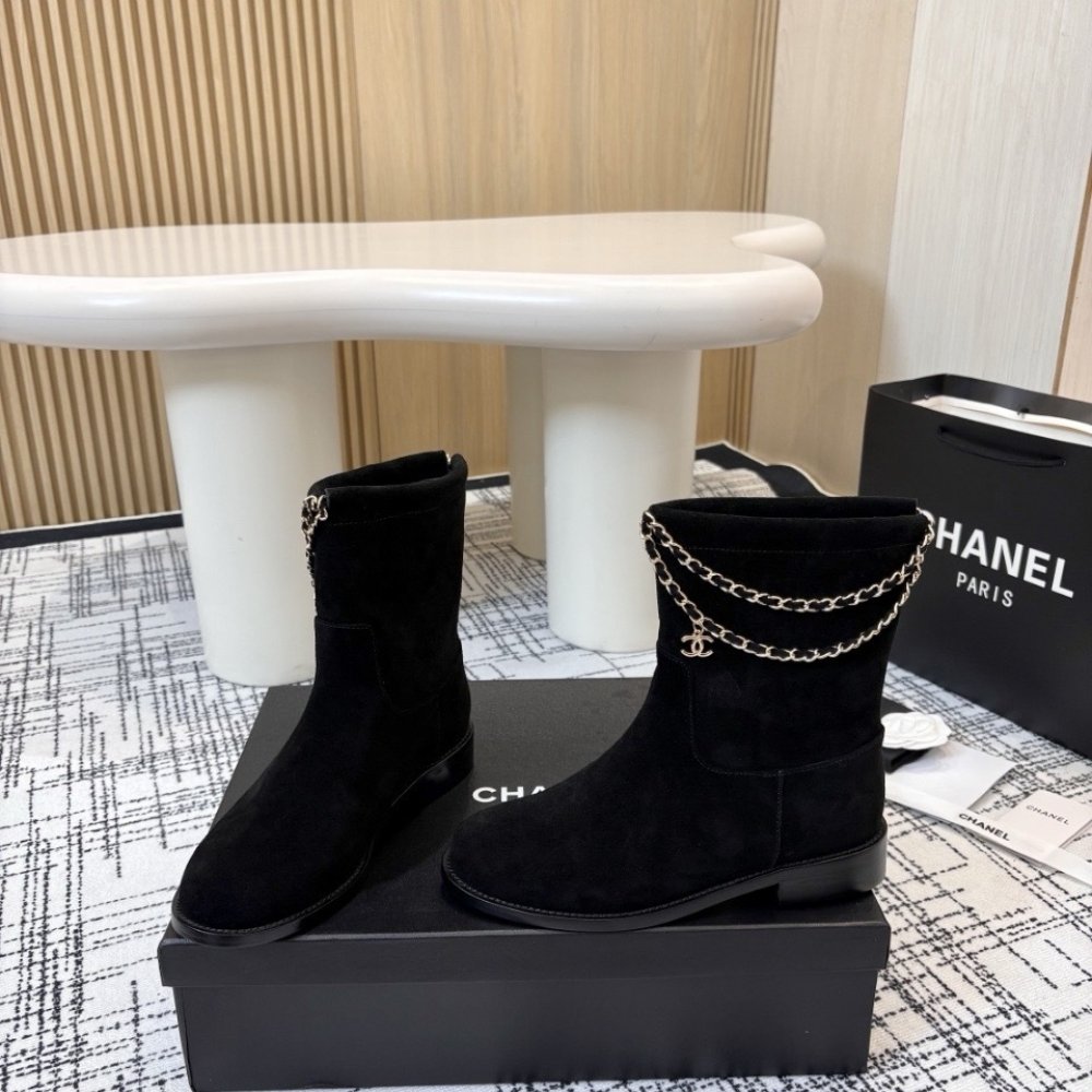 Ch**el Suede Ankle Boots Black
