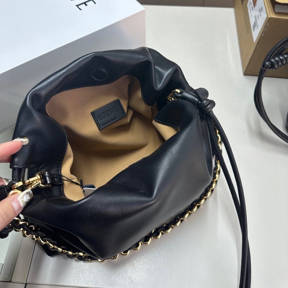 L0ew* Medium Flamenco Purse In Mellow Nappa Black 30Cm A411Fcrx02 1100