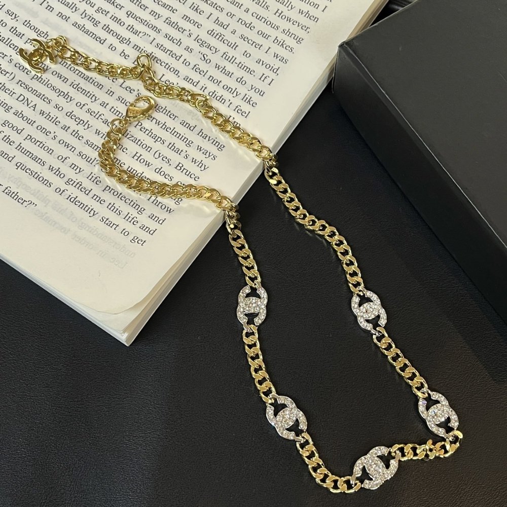 Ch**el Choker Metals And Stone Grains Gold Silver And Transparent Ab6444 B06011 Nc835