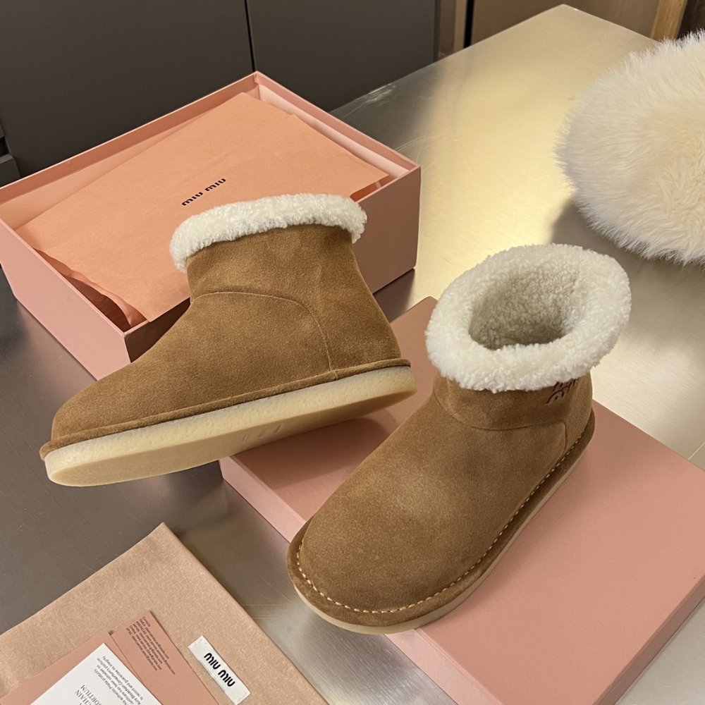 M1um1u Suede And Shearling Booties Dark Brown 5T515E Z0G F0324 F Zf15