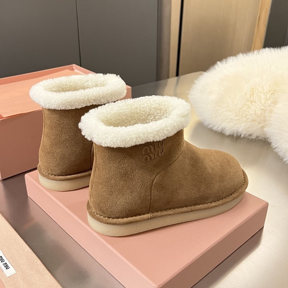 M1um1u Suede And Shearling Booties Dark Brown 5T515E Z0G F0324 F Zf15