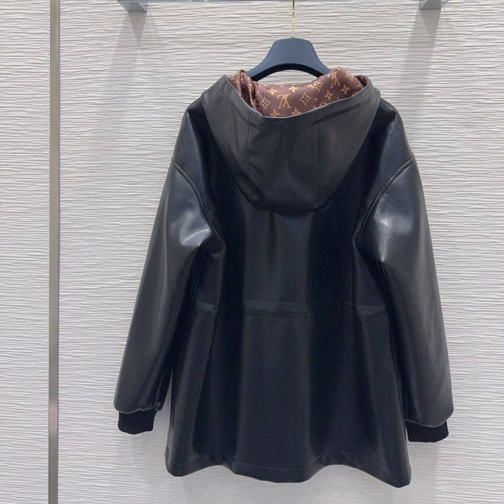 L0vis Vvtt0n Leather Peplum Parka Black 1Aiqrv