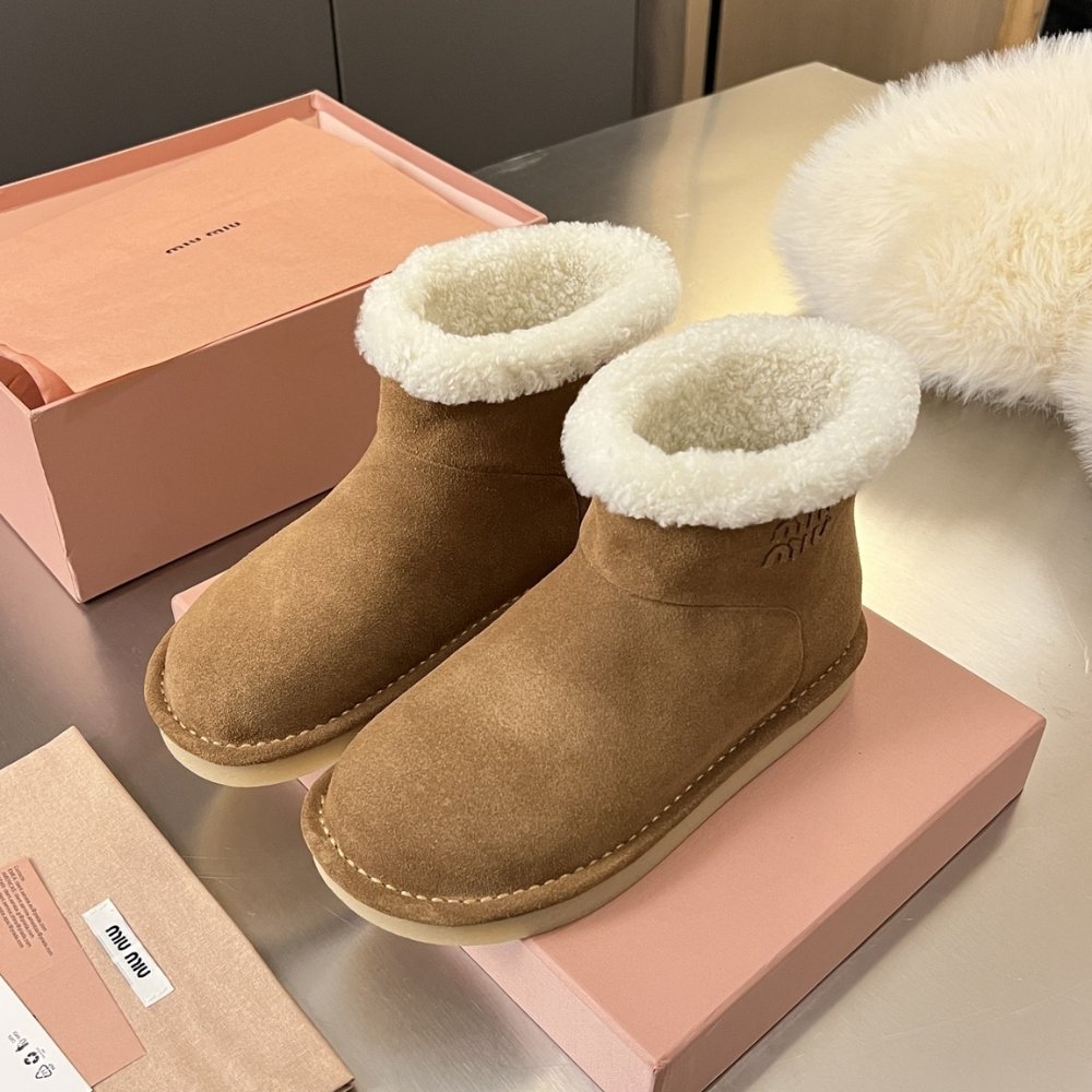 M1um1u Suede And Shearling Booties Dark Brown 5T515E Z0G F0324 F Zf15