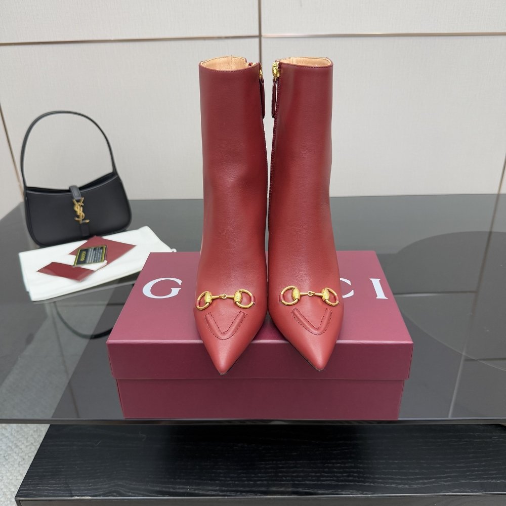 Gvc*1 Women Ankle Boot With Horsebit Rosso Ancora Red 835741 Bko00 6207
