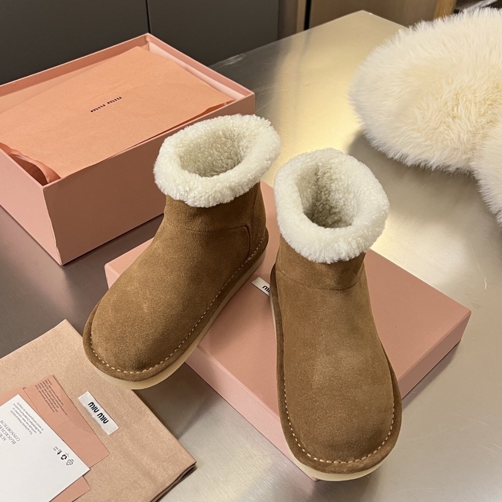 M1um1u Suede And Shearling Booties Dark Brown 5T515E Z0G F0324 F Zf15