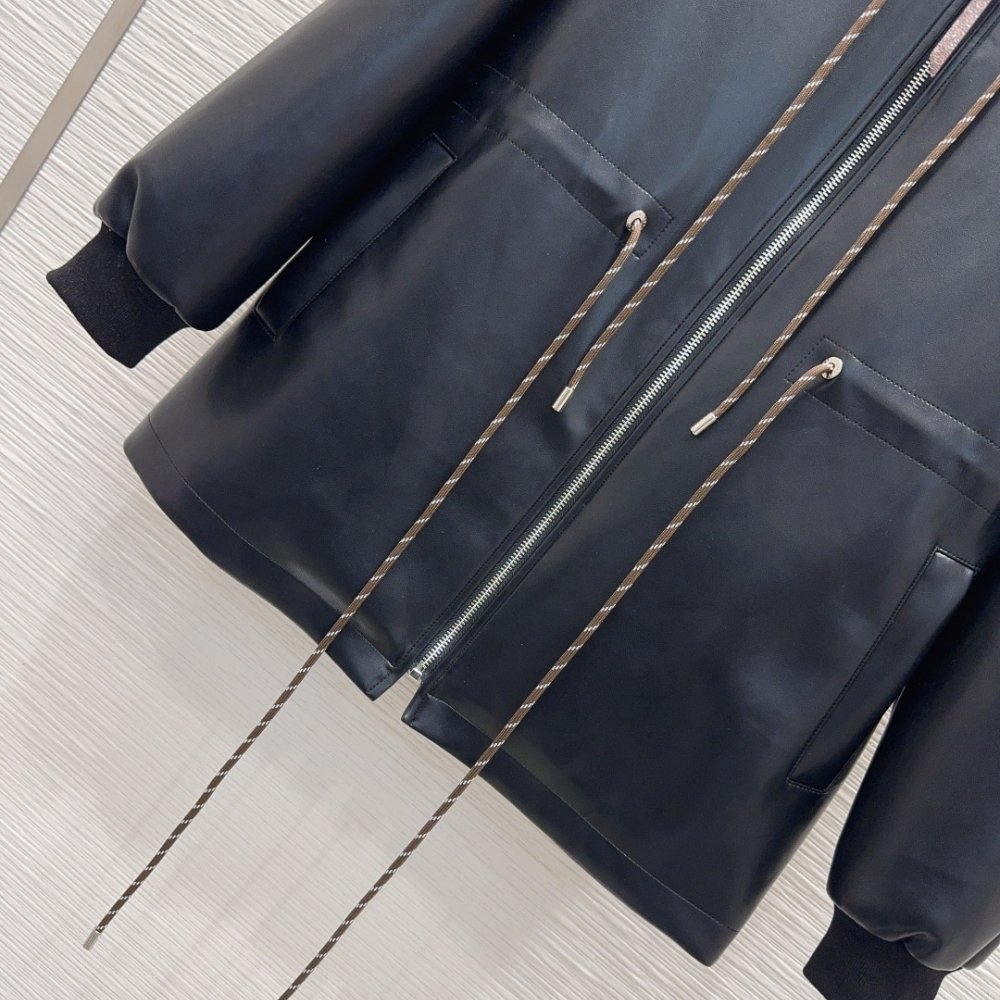 L0vis Vvtt0n Leather Peplum Parka Black 1Aiqrv