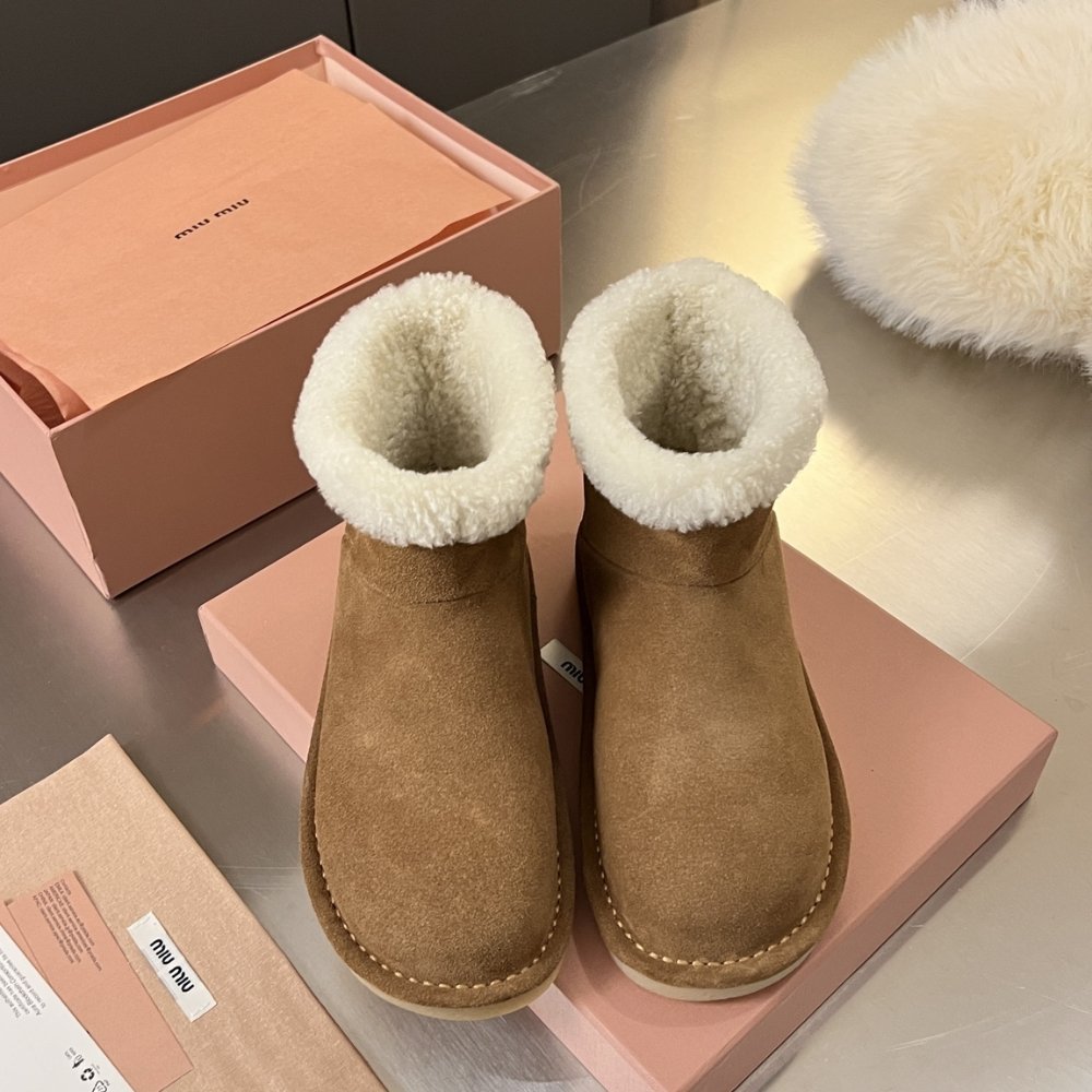 M1um1u Suede And Shearling Booties Dark Brown 5T515E Z0G F0324 F Zf15