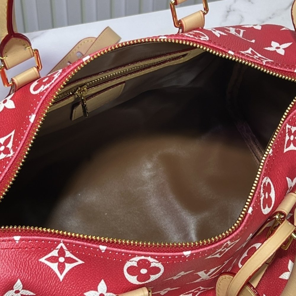 L0vis Vvtt0n Speedy P9 Bandoulière 30 Autruche Red 30Cm M14067