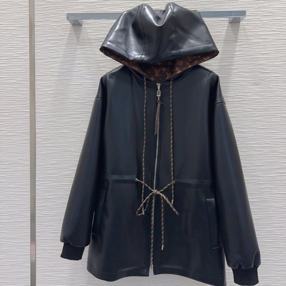 L0vis Vvtt0n Leather Peplum Parka Black 1Aiqrv