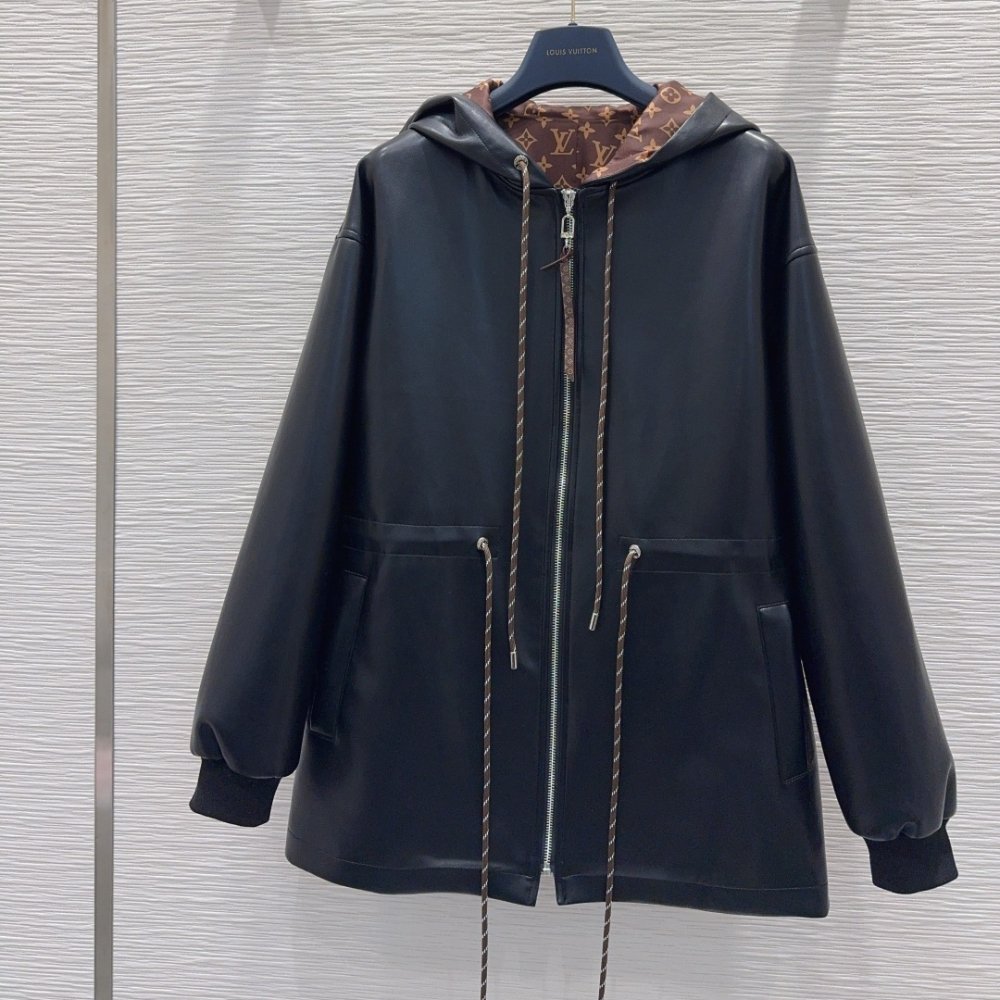 L0vis Vvtt0n Leather Peplum Parka Black 1Aiqrv