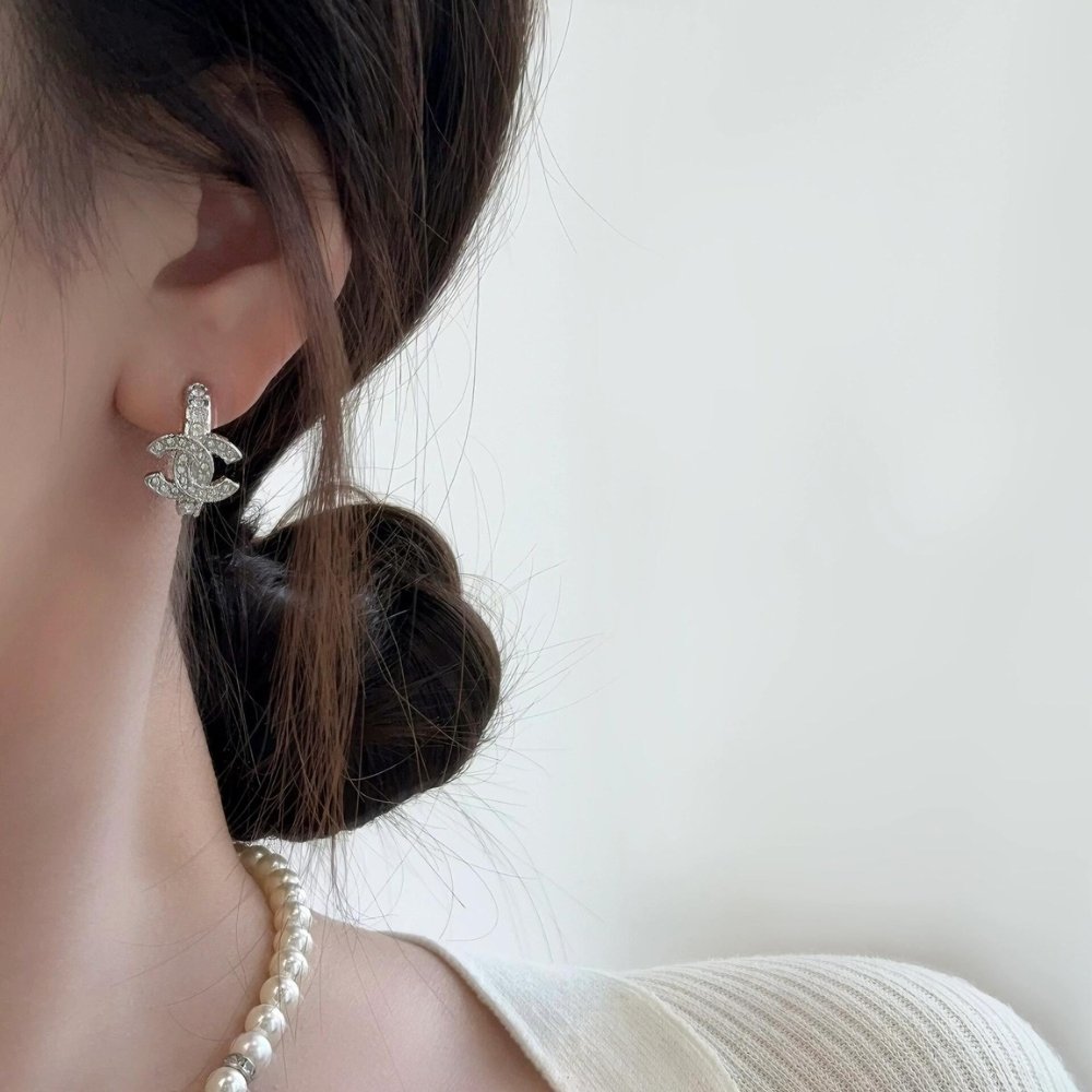 Ch**el Cc Mark Hoop Earrings In Silver Abf729 B20574 U0939