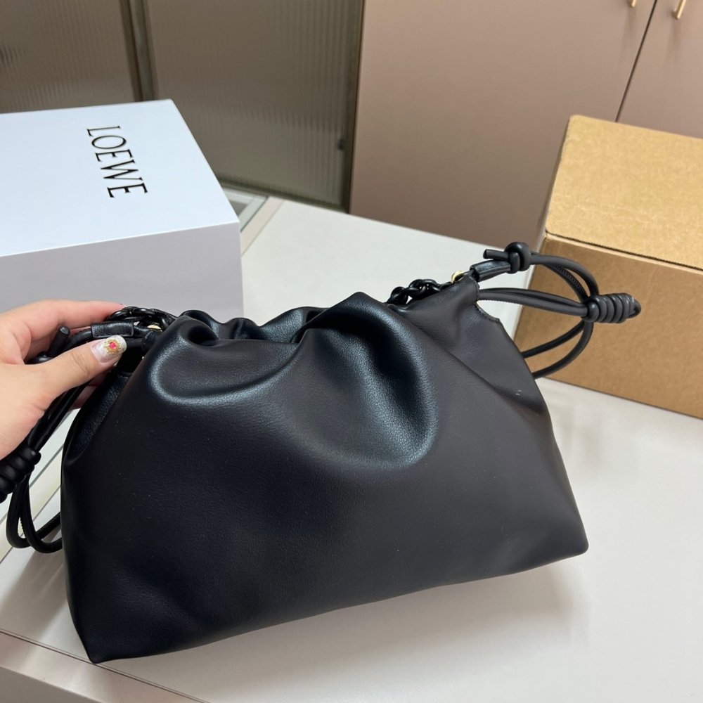 L0ew* Medium Flamenco Purse In Mellow Nappa Black 30Cm A411Fcrx84 1100
